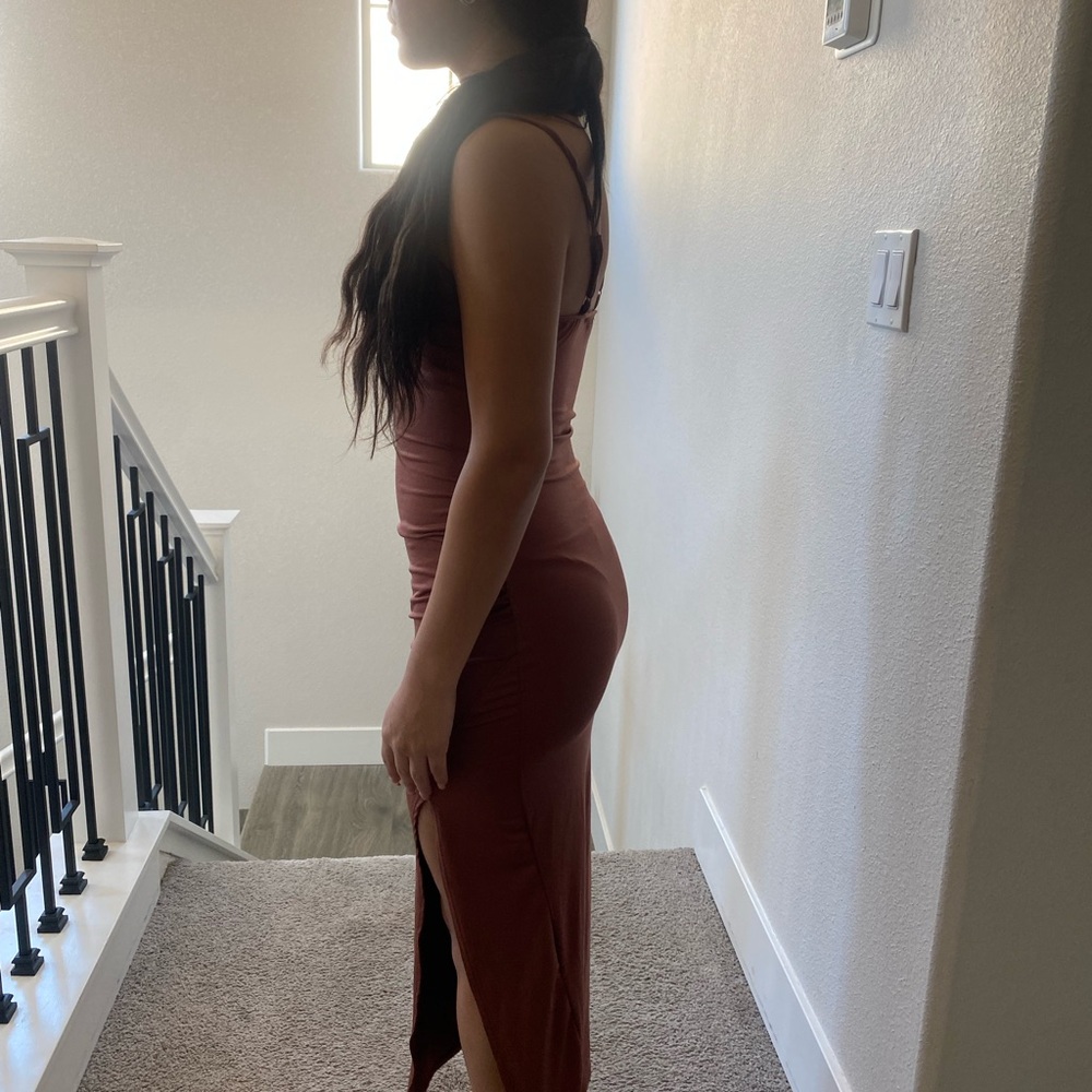 Brown dress with slit